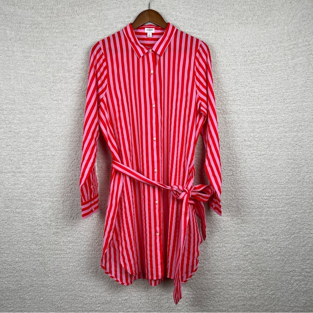 J. Crew Factory Red and White Striped Midi Dress